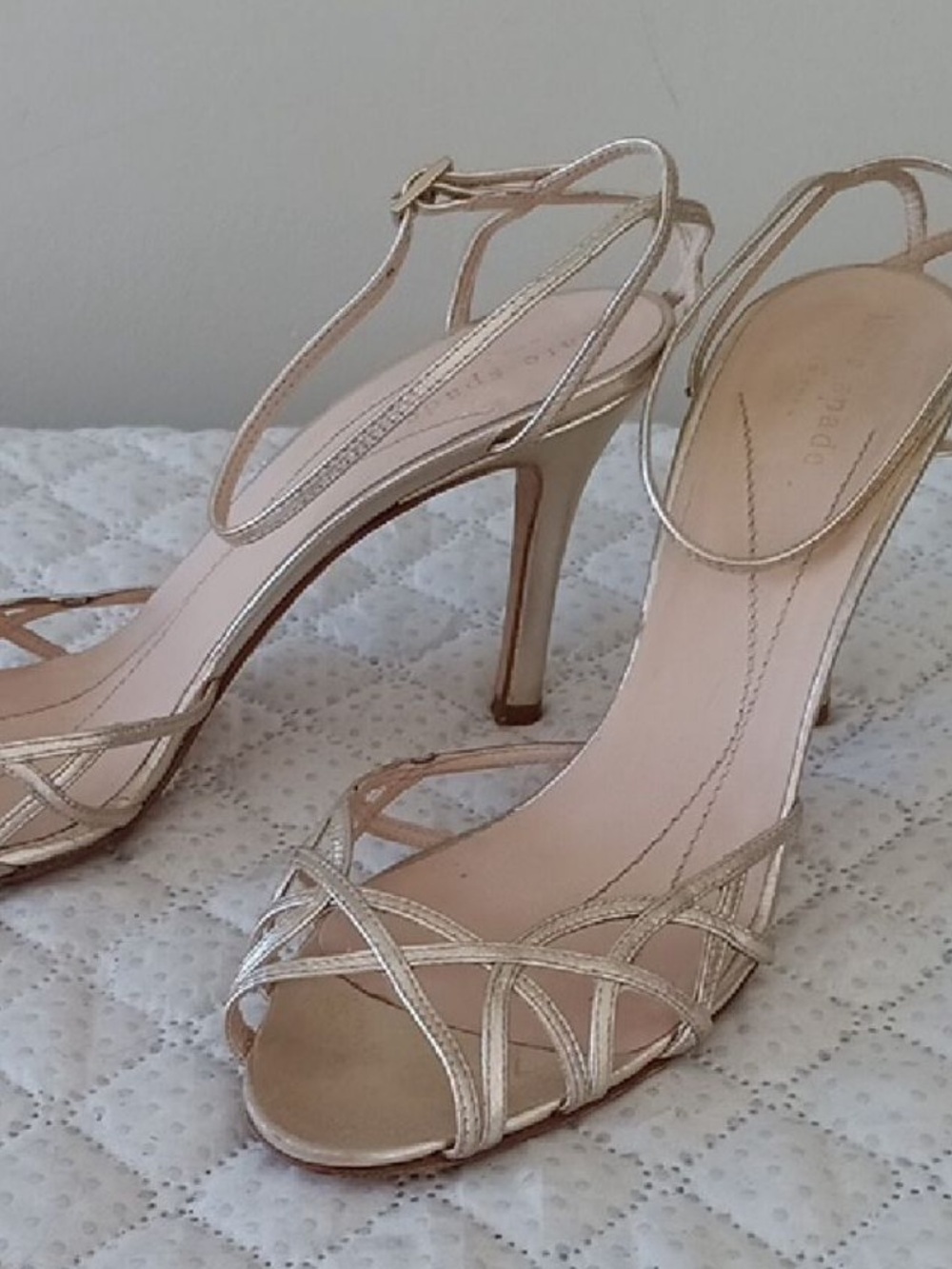 kate spade Metallic Gold Strappy Stiletto Sandals